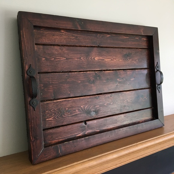 -SOLD- Large Rustic Wooden Serving Tray - Picture 2 of 12